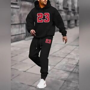 2 Pieces Set Mens Suits Solid Fleece Sweatshirts Sweatpants NWT